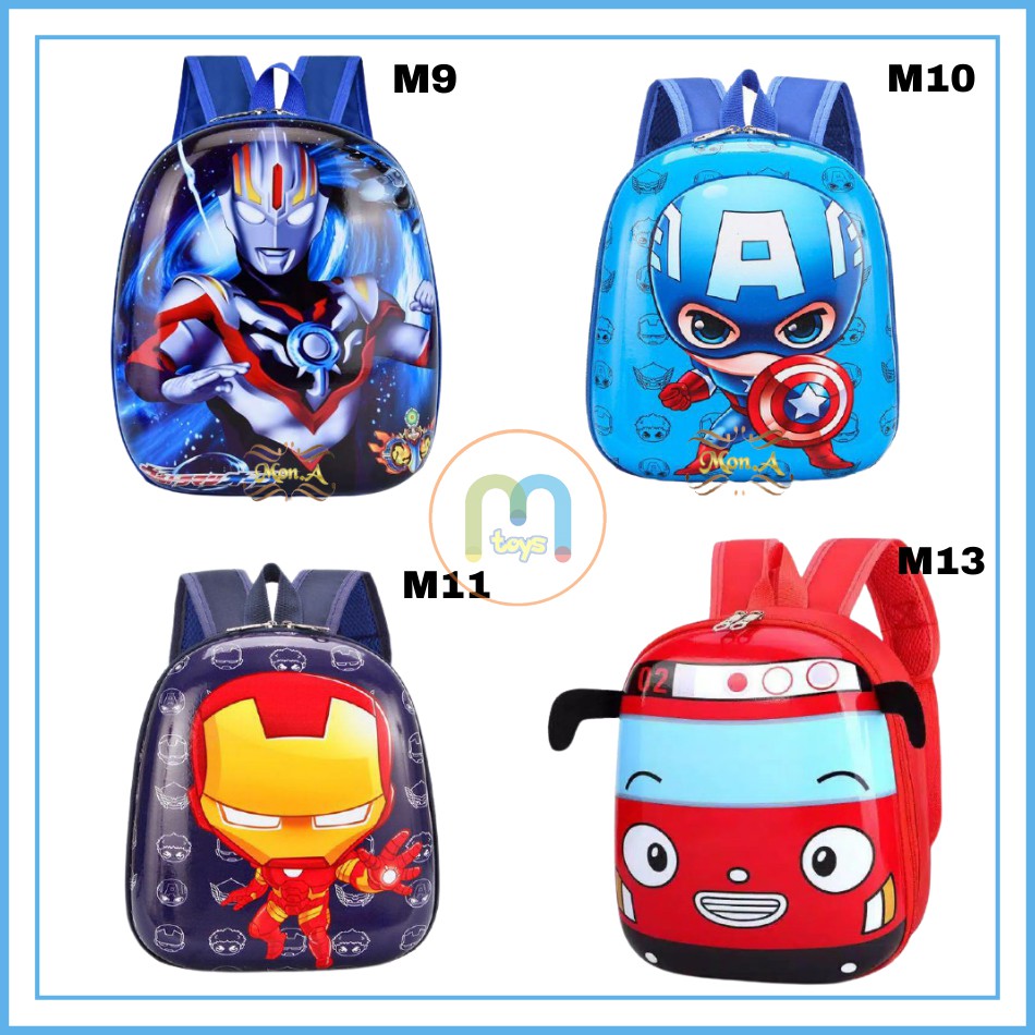 Tas Ransel Telur Sekolah Anak TK / PAUD - Tas Sekolah Anak Karakter lucu Ransel PVC Karakter Cowok  M0172