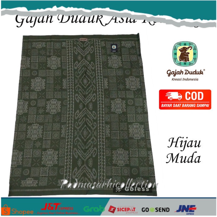 ✨ BISA COD ✨ Sarung Gajah Duduk Asia Kembang Murah - hijau muda