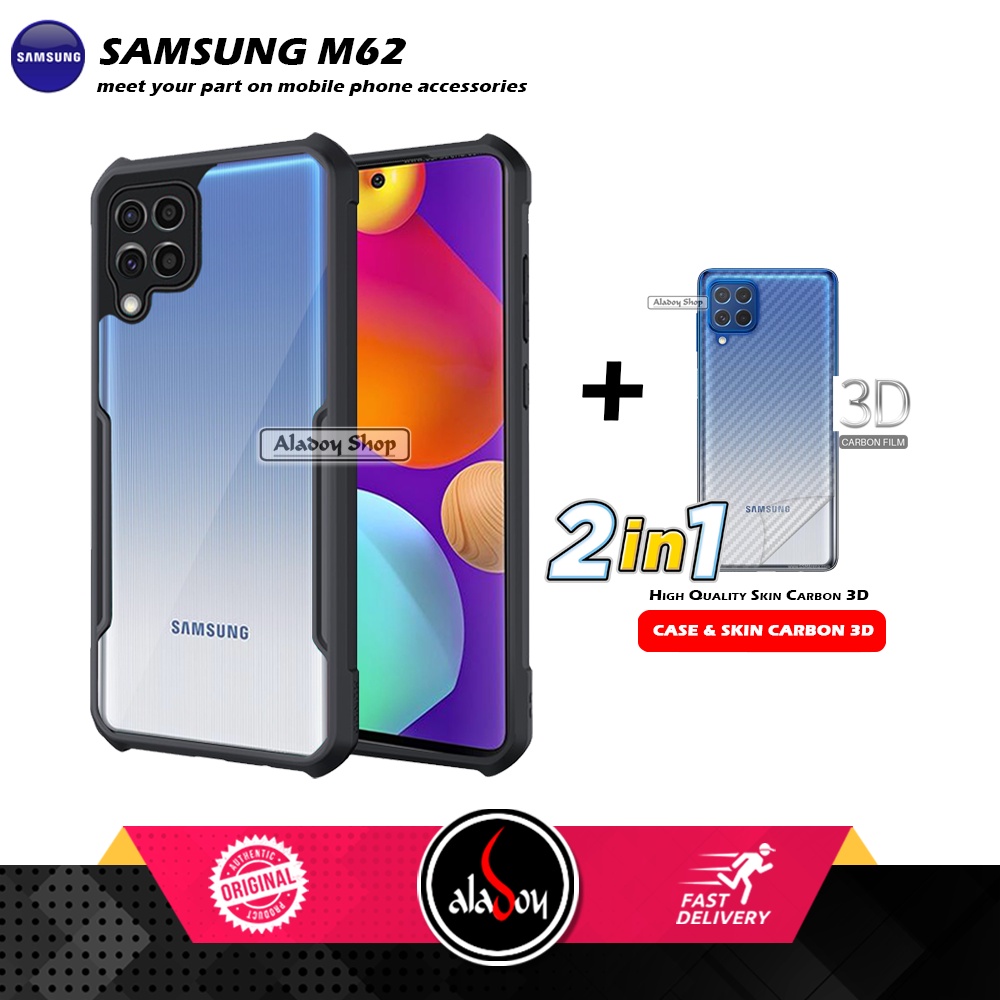 Case Samsung M62 Armor Fusion Transparent Casing Free Skin Carbon 3D