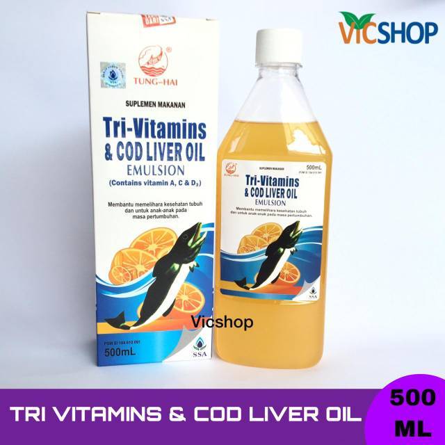 Minyak Ikan Tunghai Tri Vitamins Cod Liver Oil Emulsion 500ml Indonesia