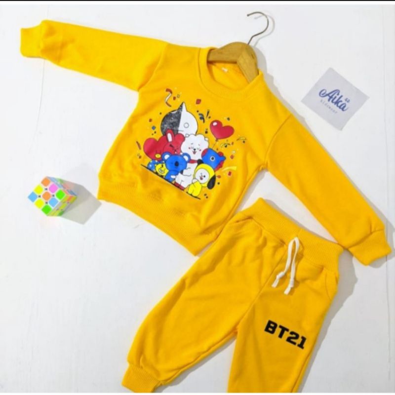 stelan anak perempuan motif BT21 oneset anak anak sweter viral Tervafotir baju atasan bawahan anak murah