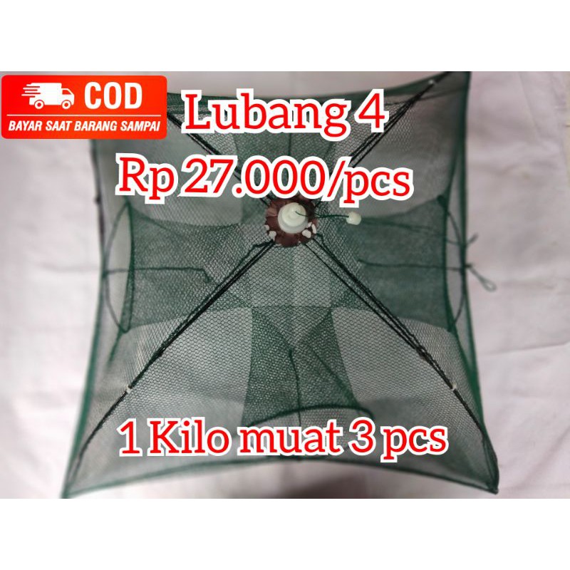 Jaring penangkap ikan 4 lubang udang kepiting cumi perangkap ikan