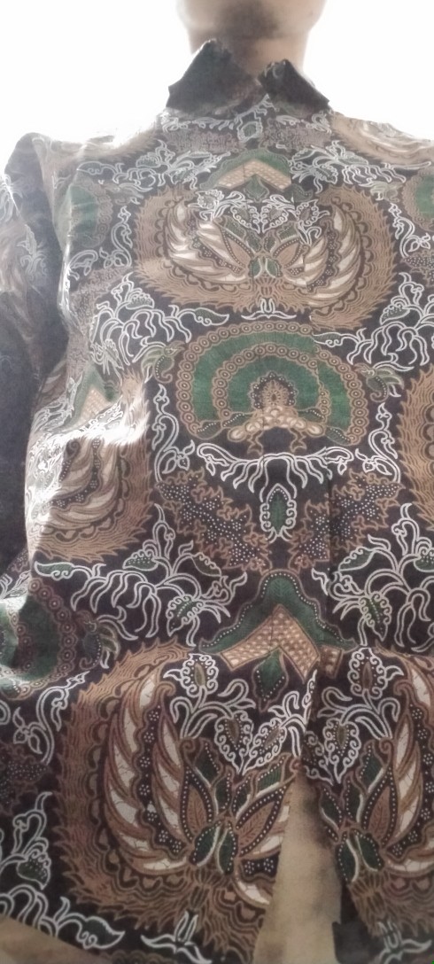 Kemeja Batik Pria Lengan Panjang Lapis Furing Minulya Gondongen  Hijau