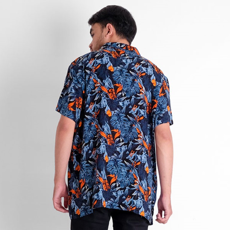 Kemeja Pria Motif Daun Bunga Lengan Pendek Kasual Original Distro