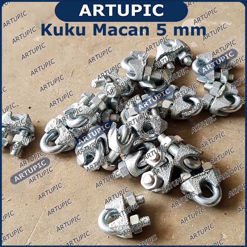 Kuku Macan 5 mm Klem Seling Wire Clip Clamp Tali Kawat Baja Kabel Seling Sling 5mm