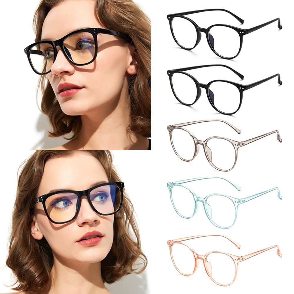 ROW Fashion Blue Light Blocking Glasses Lightweight Anti Radiation Office Computer Goggles Round Frame Oversized Clear Lens Vintage Anti Blue Light Glasses