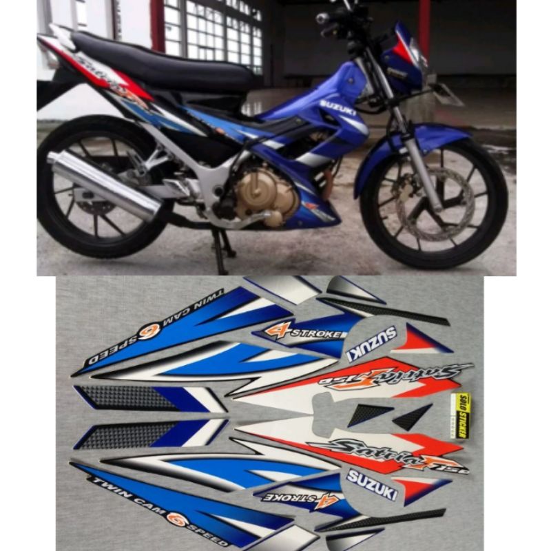 STIKER STRIPING SATRIA  FU  2005 2006 BIRU ENGKEL THAILAND
