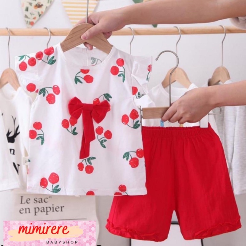 Setelan Anak Cherry Import Pendek 1-4 tahun