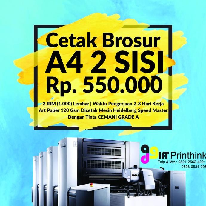 

Cetak Brosur A4 (2 Sisi) 2 rim / 1000 lbr | Art Paper 120 gr TERMURAH