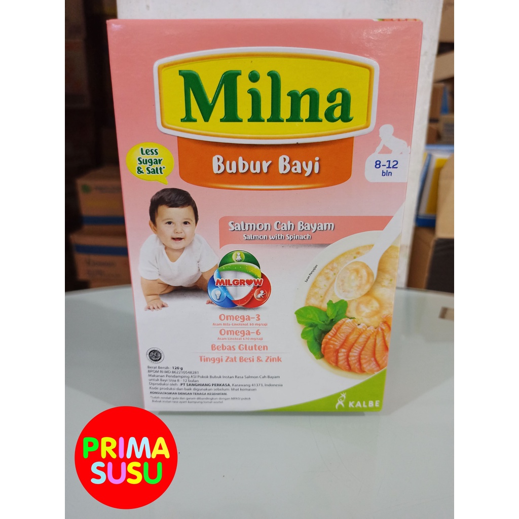 Milna Bubur Bayi Salmon Cah Bayam 8-12 120 GR