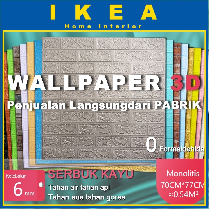 COD Beli 10 Gratis 1 Wallpaper Dinding 3D Timbul 70x77 6mm Batu Bata Foam Dimensi Timbul Mewah Stike