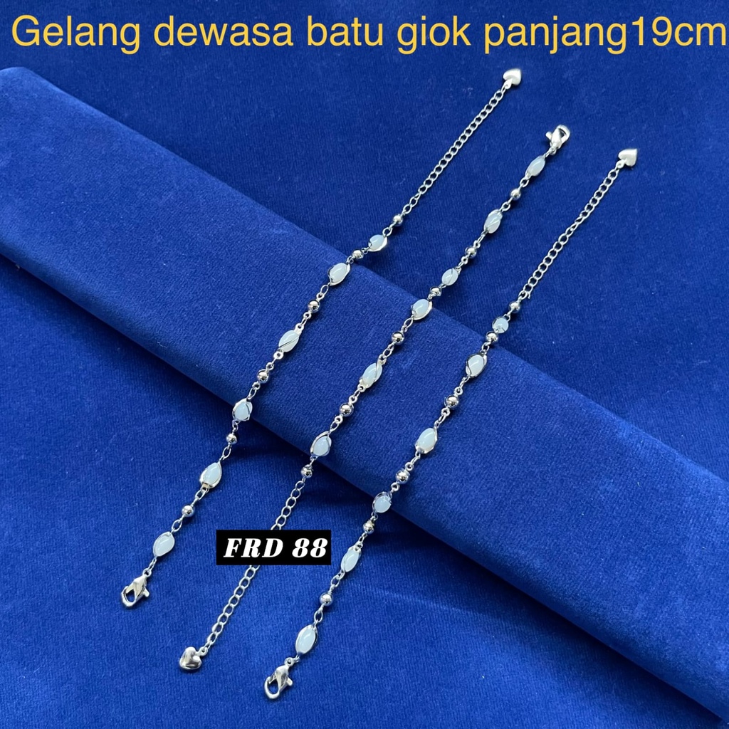 new gelang tangan wanita kominasi rantai dan giok ukuran panjang 18 cm