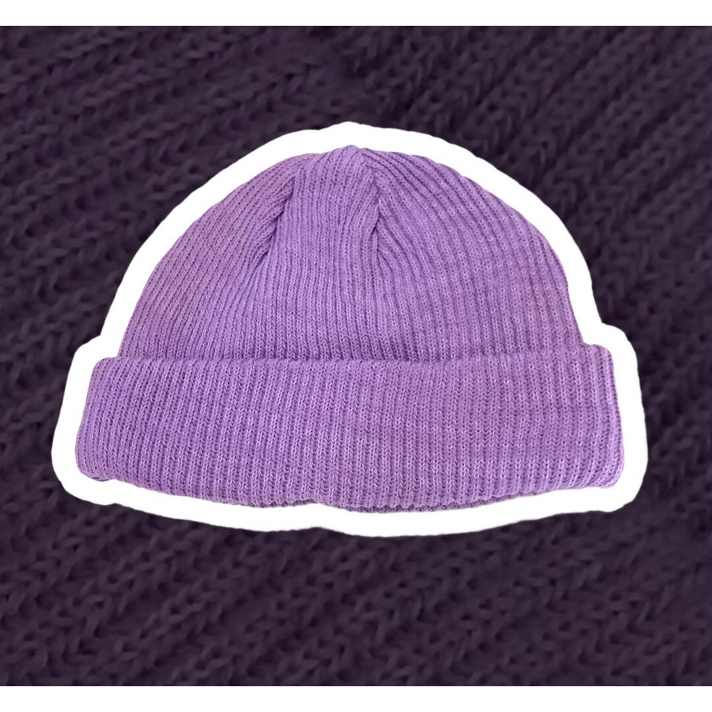 (BAYAR DITEMPAT)SHORT BEANIE HAT SERIES LILAC VINTAGE.BEANIE HAT SKATE LILAC PURPLE STYLE VINTAGE