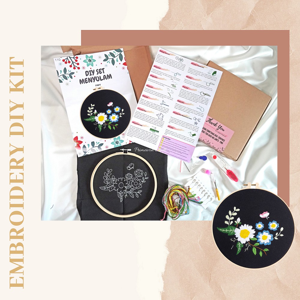 DIY KIT menyulam floral/ DIY embroidery KIT 110