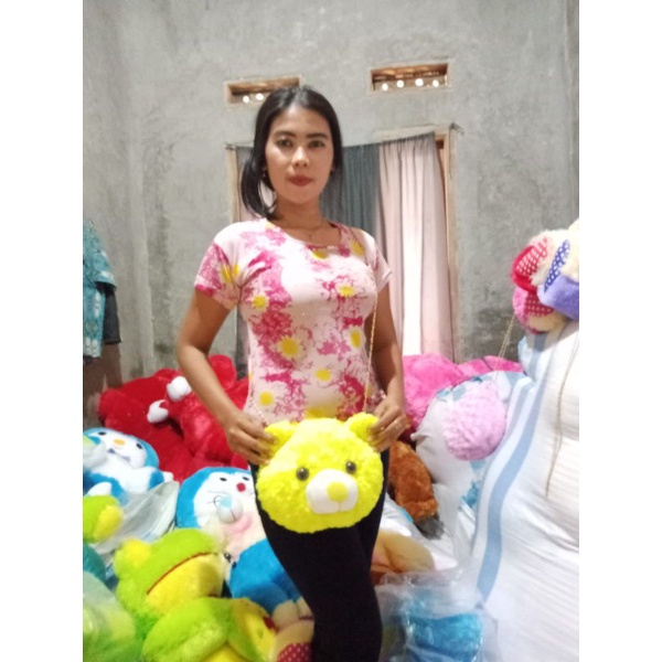 tas selempang rante /karakter kepala beruang bulu laspur