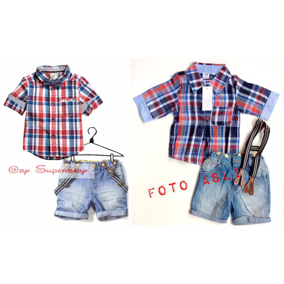 H & M - CHECKED SHORT SUSPENDER