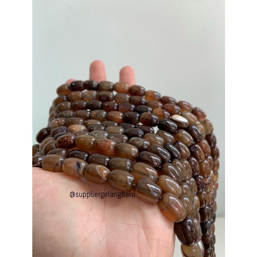 batu Penden tabung brown carnelian 10mm bahan rangkai kuning cokelat Bahan Kalung Vintage Etnik Bali natural