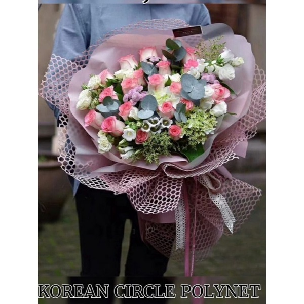 KERTAS JARING BUKET BUNGA / FLOWER WRAPPING PAPER CIRCLE POLYNET / KOREAN CIRCLE POLYNET