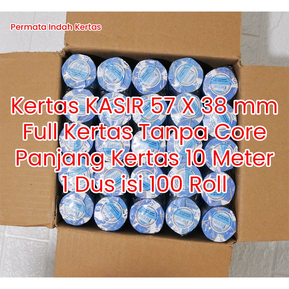 

Kertas Thermal 57x38 'PRESISI' Coreless 1 Dus (100 Roll)