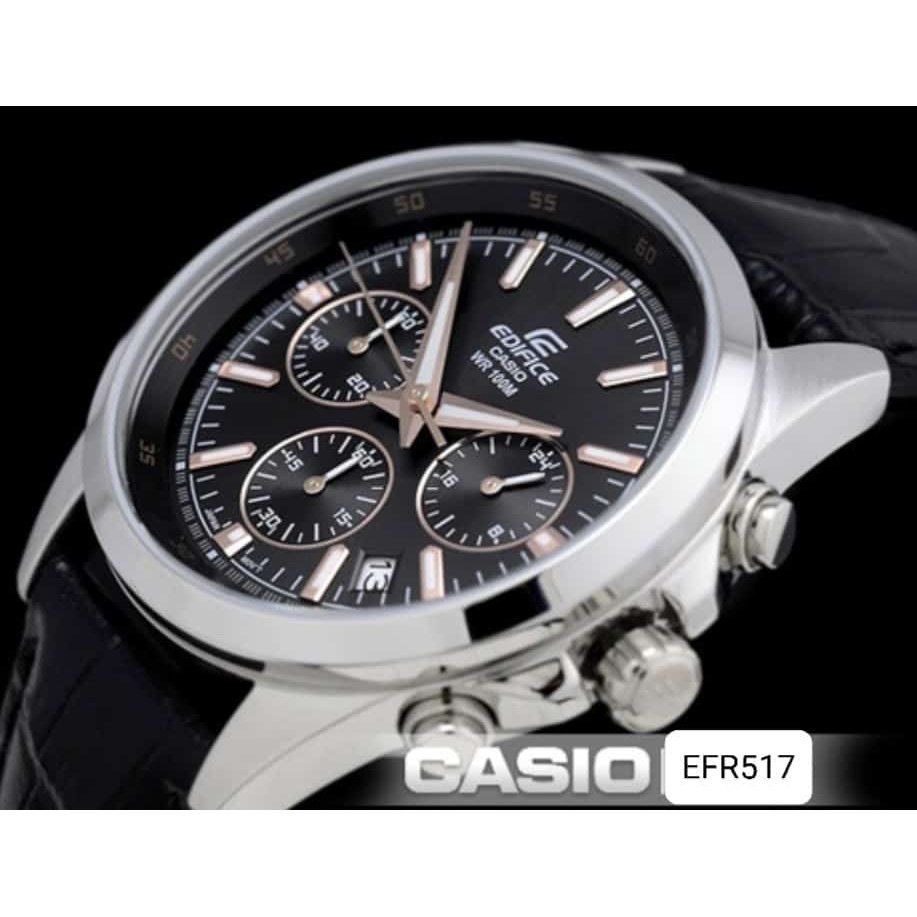 FREE BOX !!!! JAM TANGAN PRIA CASIO EDIFICE EFR527 ELEGAN TALI KULIT JAM TANGAN PRIA FASHION AKTIF SEMUA FUNGSI
