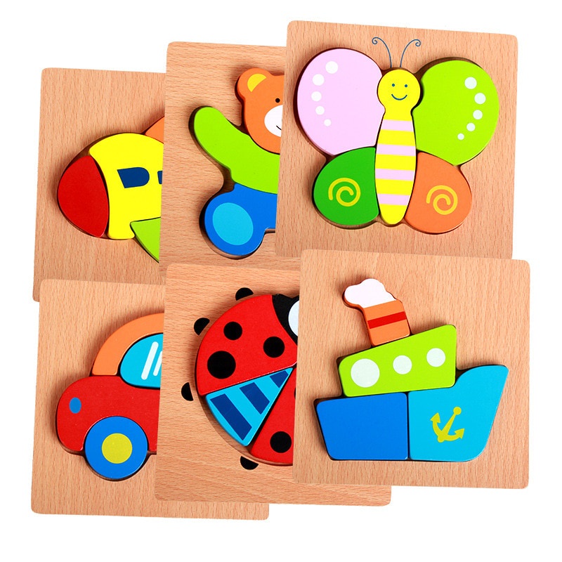 Mini Chunky Puzzle Wooden Puzzle Anak Puzzle Kayu Jigsaw Puzzle 3D Mainan Balita Mainan Edukasi