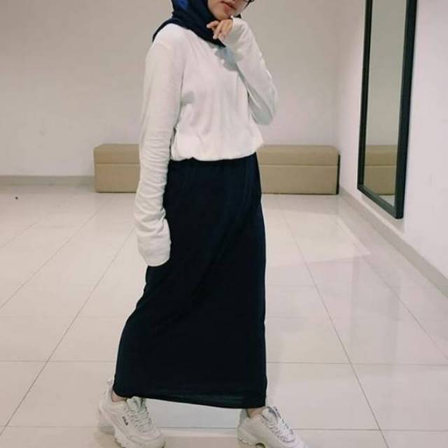 Rok Span Scuba Pencil Skrirt Basic Polos Allsize