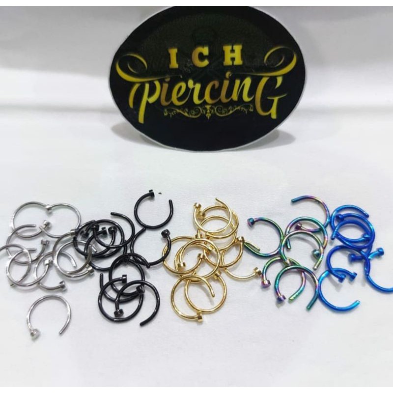 1Pc anting Hidung Bulat Kecil Bahan Stainless steel Tipis Pria wanita TERMURAH