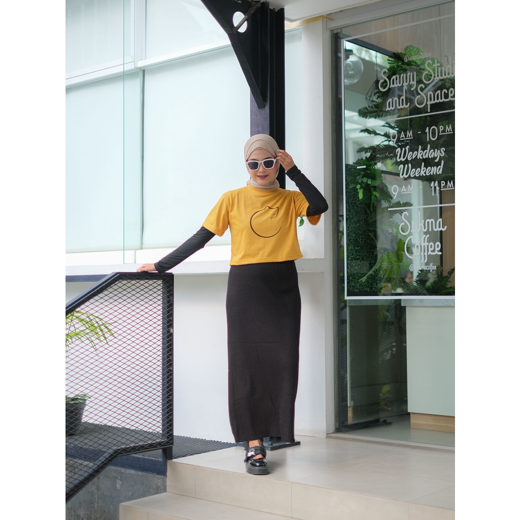 CUCI GUDANG Baju Atasan Wanita Terbaru Kaos Crop Top COTTON ROOUNDCAT
