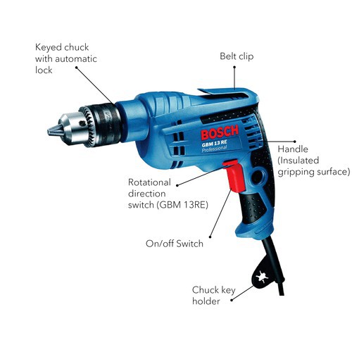 BOSCH GBM 13 RE Mesin Bor Rotary Drill Professional - Biru