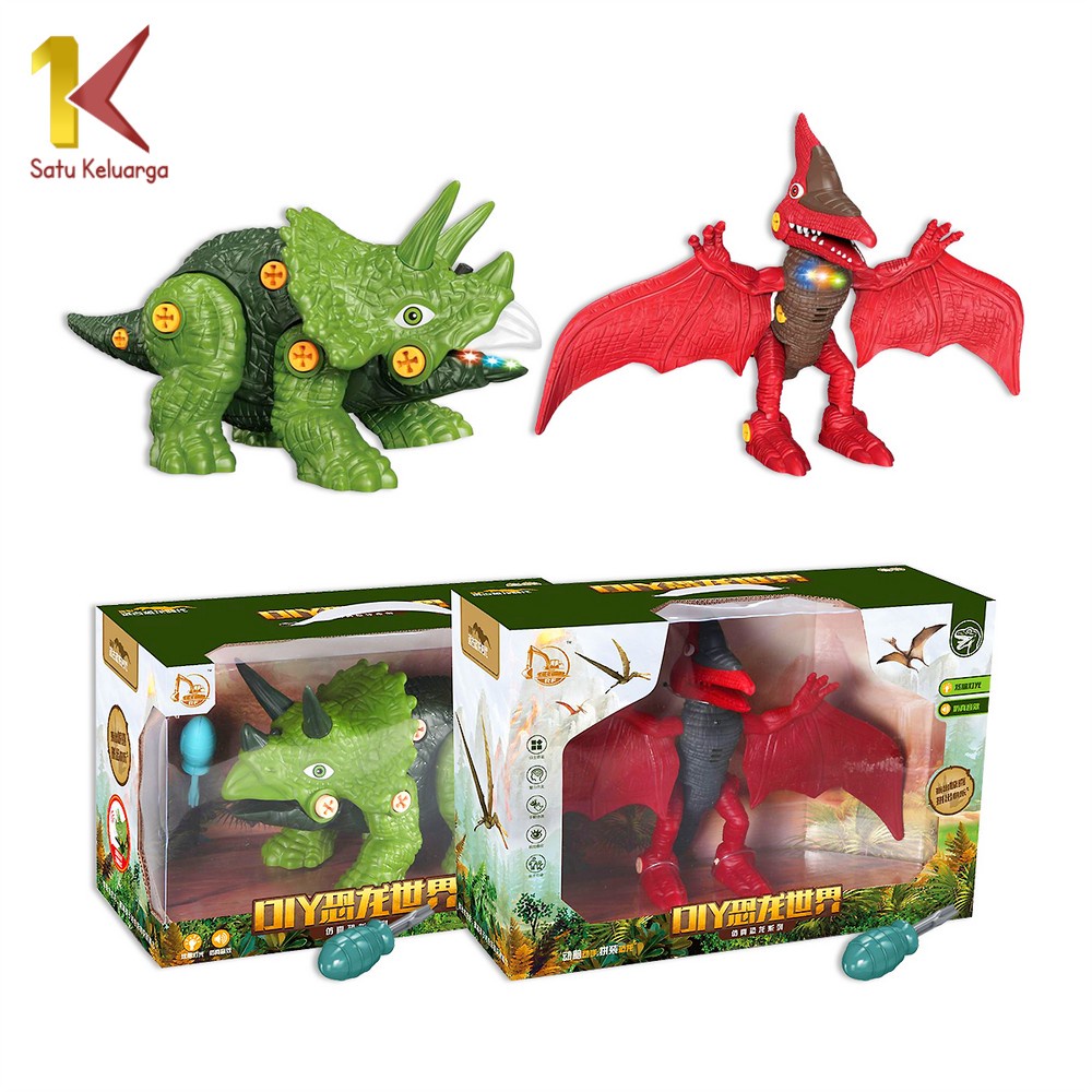 Satu Keluarga Mainan Dino M158 Mainan Anak Dinosaurus DIY Mainan Edukasi Bongkar Pasang / Mainan Ass