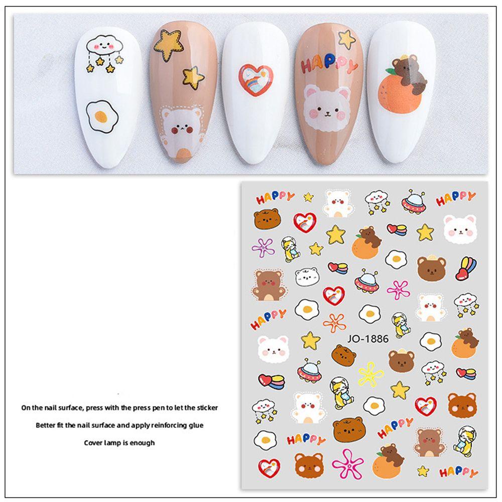 Mxbeauty Kartun Stiker Kuku Fashion Kelinci Smiley Self Adhesive Nail Art Dekorasi