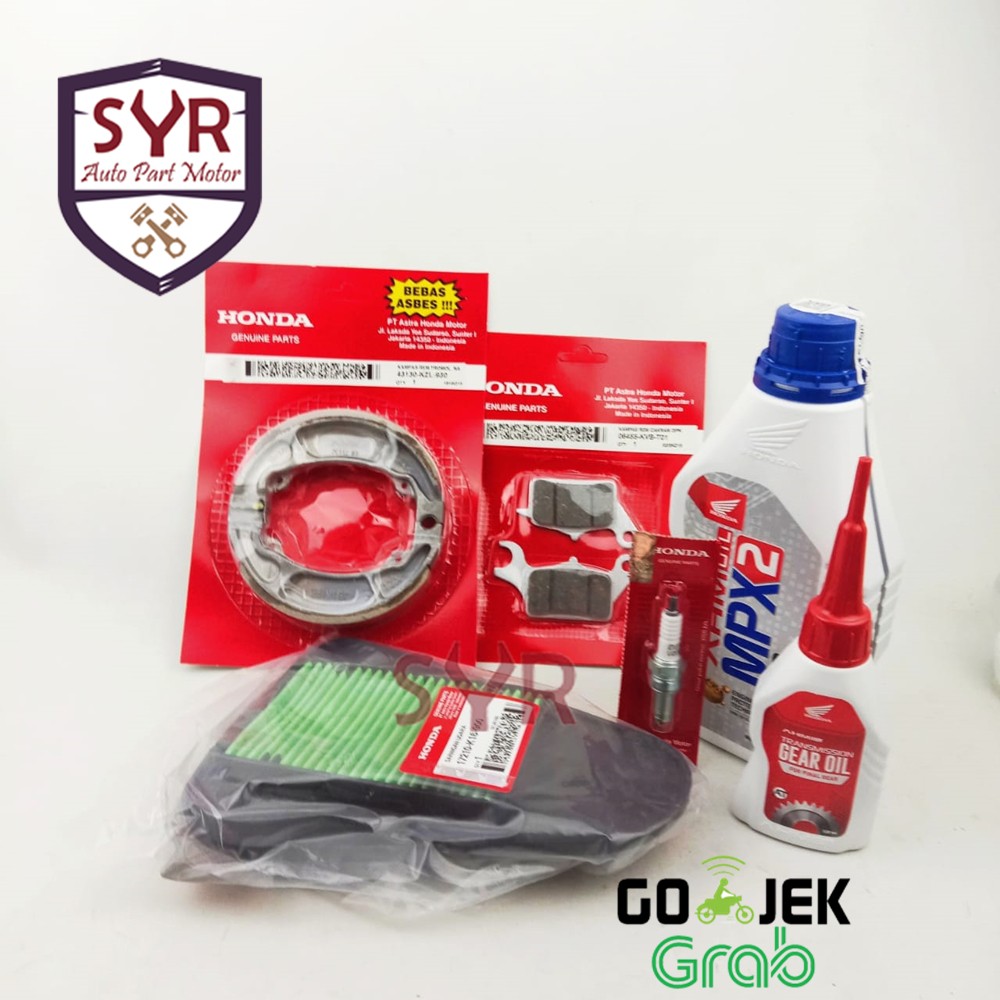 PAKET SERVIS RINGAN BEAT F1/SCOOPY F1/VARIO 110 F1(KAMPAS,FILTER UDARA,BUSI,OLI GARDAN OLI MESIN )