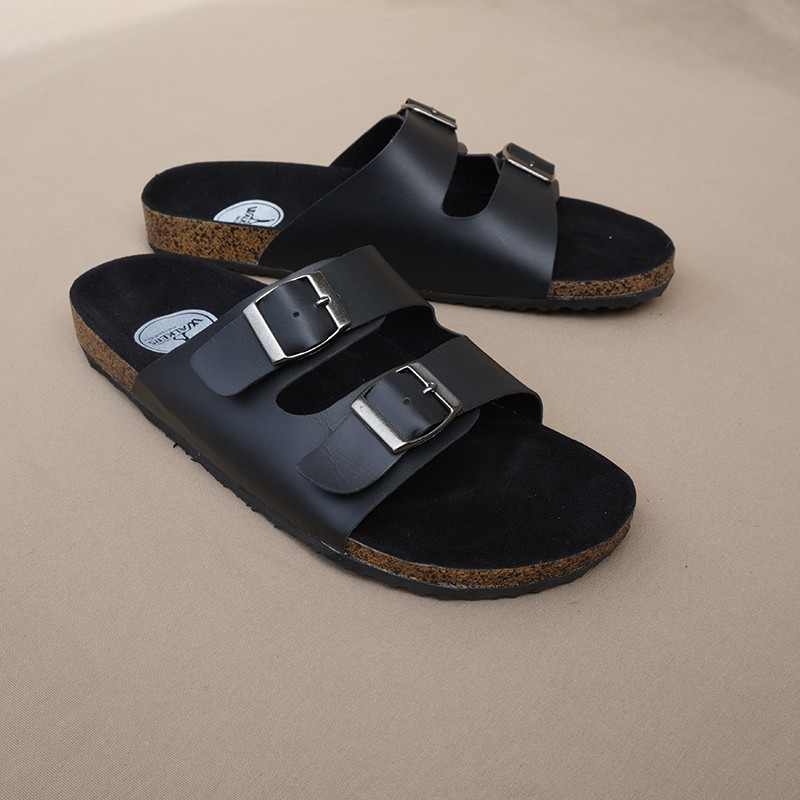 Sandal Pria Walkers Gesper2 Full Black Casual Gaya Trendy