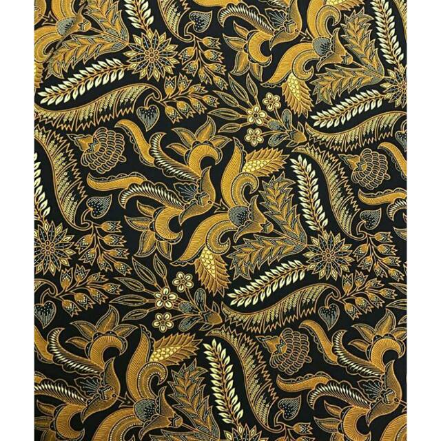 Batik Kain Meteran Print Hitam Coklat Bahan Kebaya Set Kondangan Halus Primis