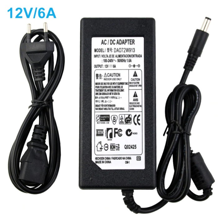 Power Adaptor LED Strip Monitor DC 12V 6A Adapter Power Supply