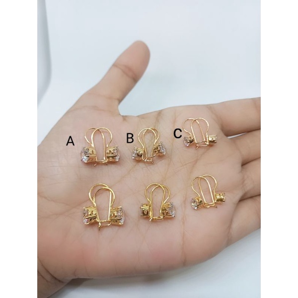 anting kait solitaire (desi) mp silver925 / anting dewasa dan anak perak asli lapis mas