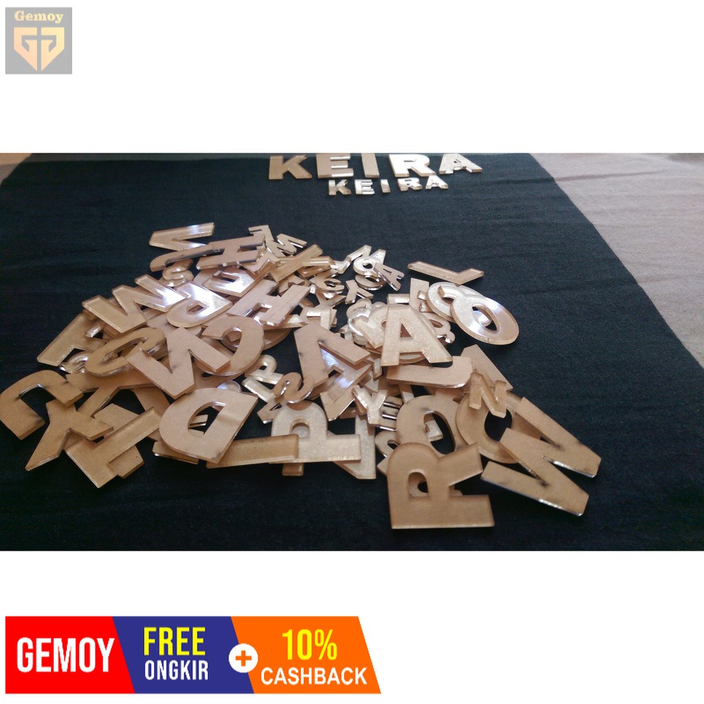 Gemoy READY STOK Huruf Akrilik Bening tinggi 5cm / Acrylic Alphabet