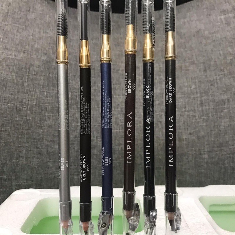 Ada warna biru dan dark brown juga ya, EyeBrow Pencil Pensil Alis Implora