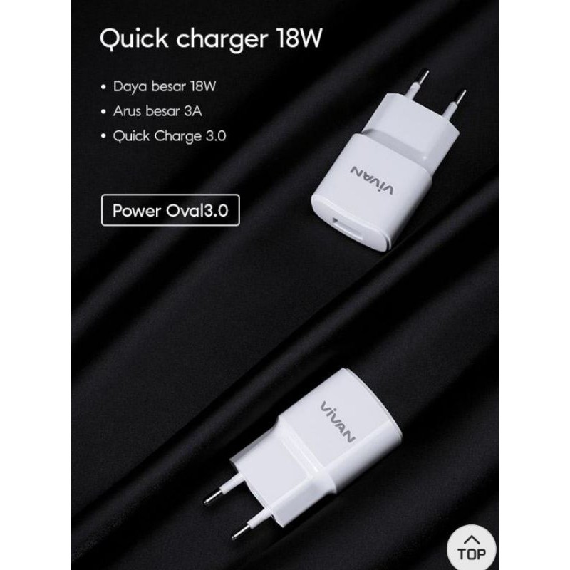 Charger original VIVAN Fast Charging Power Oval 3.0 Casan Quick 18W