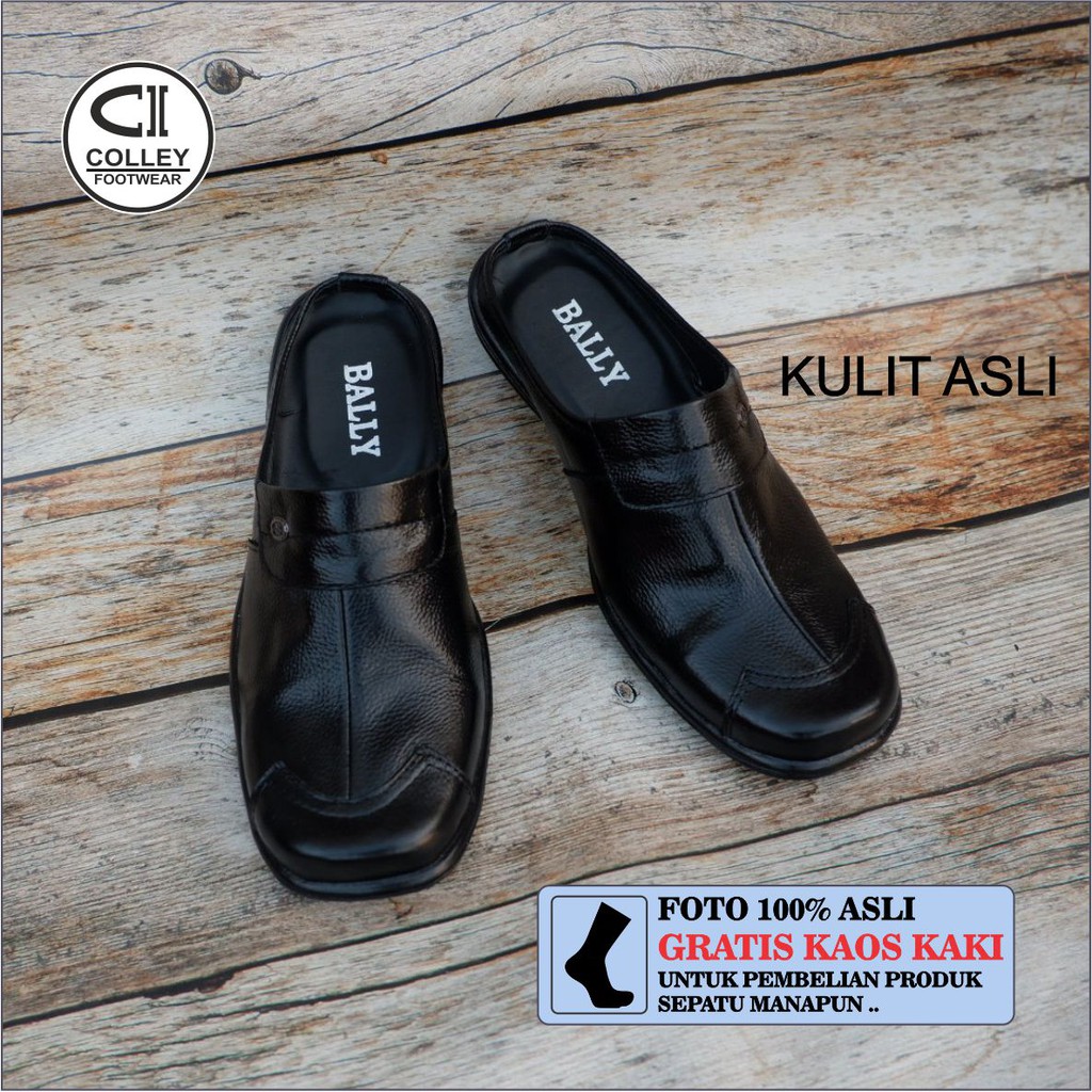 COD - SANDAL BUSTONG PRIA 100% KULIT ASLI / SLIDE / CASUAL LEATHER SLIDE CLY-BTG.002.P2