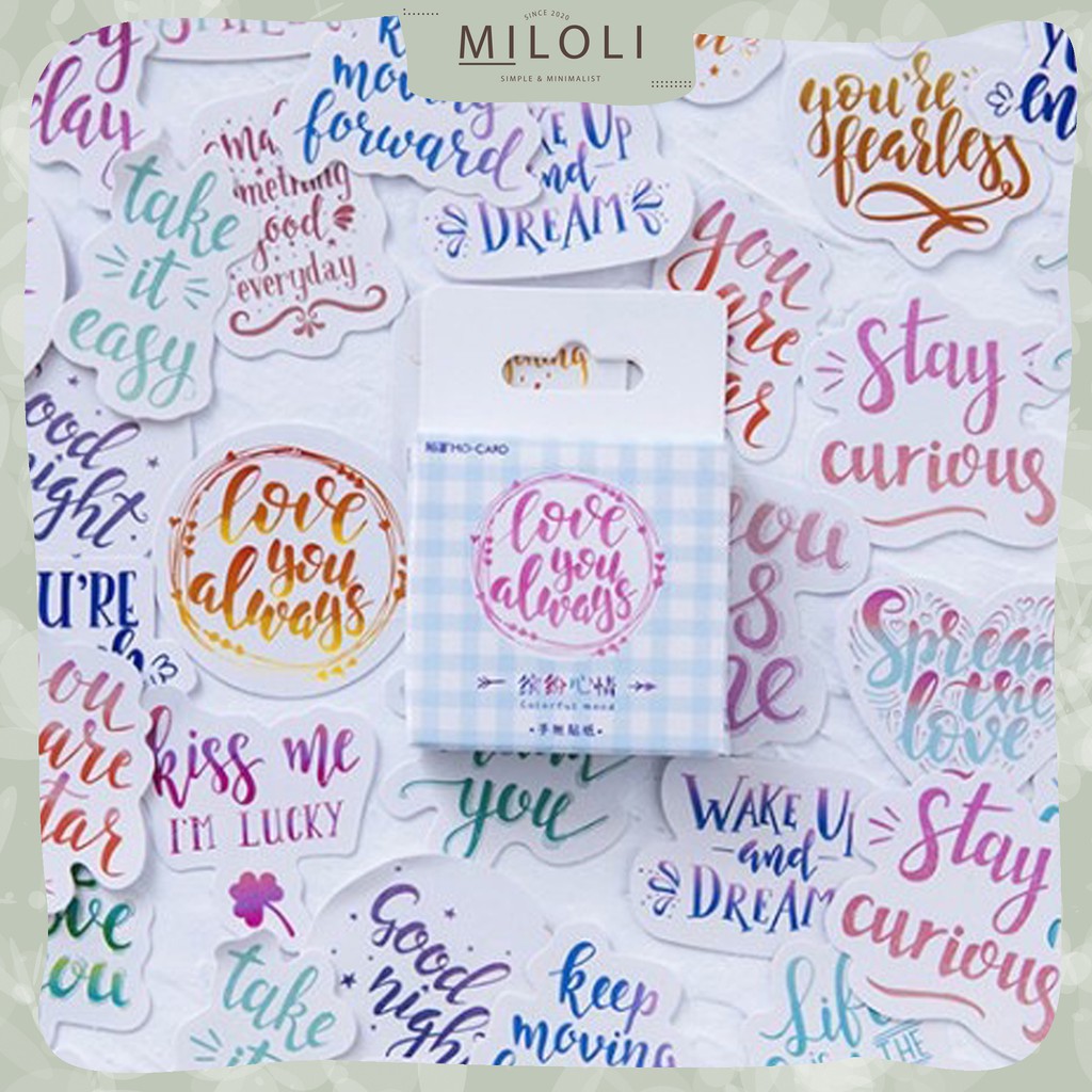 

[MILOLI] 45 Pcs COLORFUL WORDS Deco Sticker Planner DIY Scrapbook Kotak - B0017