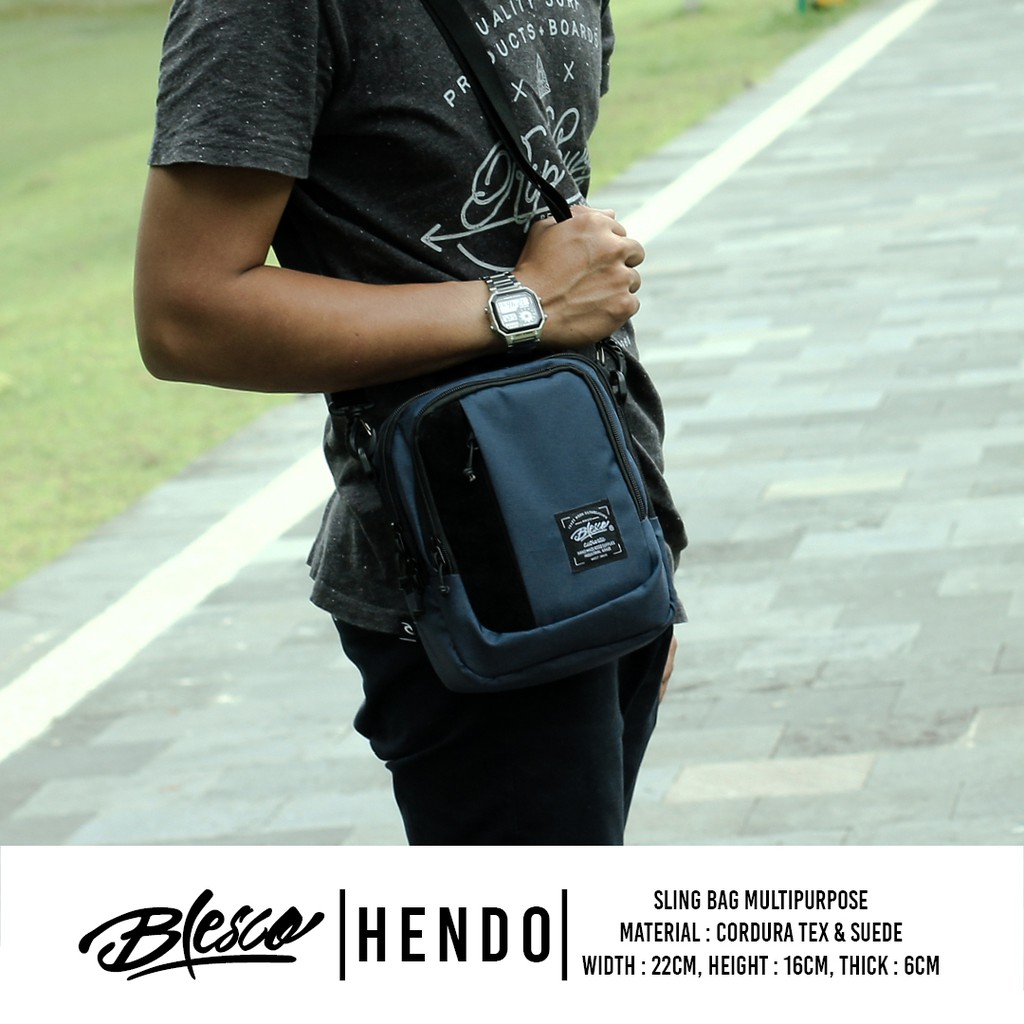 Tas Selempang Pria Mini Simple Navy Blesco Hendo