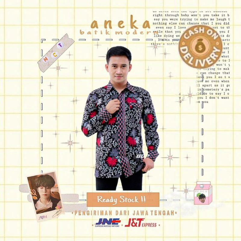 KEMEJA HEM BATIK PRIA KERJA KANTOR LENGAN PANJANG UNGU MERAH ABU SILVER BIG SIZE JUMBO XXL LD 120