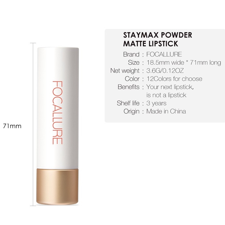 (READY &amp; ORI) Focallure Staymax lipstik Powder lip Matte Lipstick FA137 FA 137 Lip Cream Lip Matte Tahan Lama Waterproof