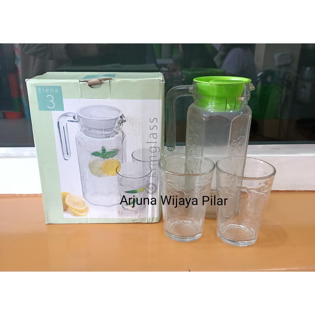 Kimglass, Pitcher Elena set (1 Teko dan 2 gelas) +Bubblewrap