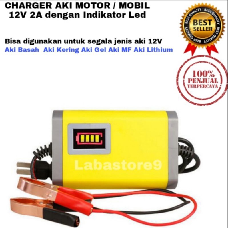 alat cas  Aki 2A 12V Cas Aki Mobil Dan Motor Otomatis Charger Accu Alat Cas Aki 2 amper