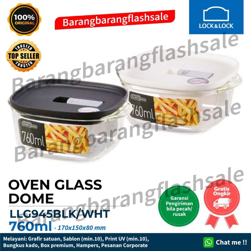 Lock n Lock Oven Glass Rectangle 760ml / Wadah kaca lock n lock oven