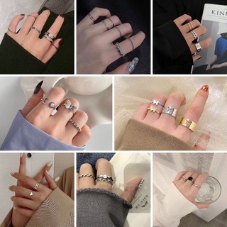 Image of thu nhỏ COD Cincin Set style korea cincin titanium wanita Jari Aneka Bentuk Warna Silver #0