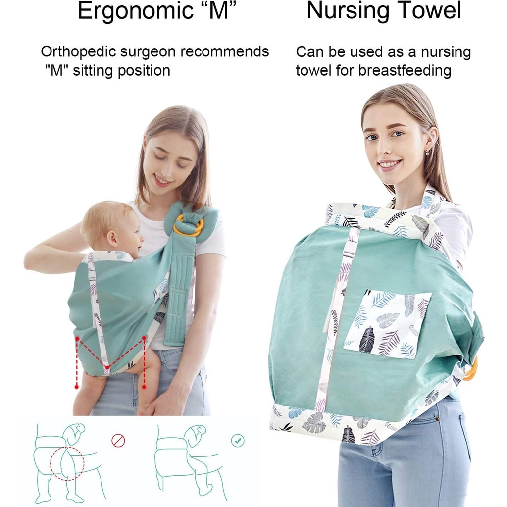 Gendongan Bayi Ring 3 in 1 Samping / M-Shape / Nursing Cover / Gendongan Bayi Buckle