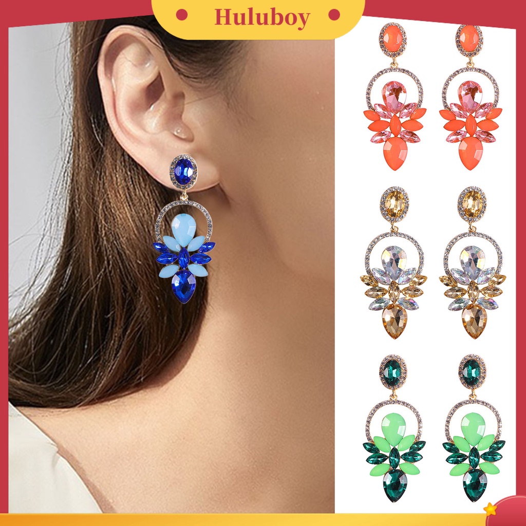 Hu Hu Hu Hu Hu Alat Bantu Pasang Kacamata♡ 1 Pasang Anting Stud Berlian Imitasi Bentuk Tetesan Air Daun Untuk Wanita